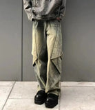 FOESCE American High Street Variable Trouser Shape Micro Flare Jeans Men's High Waist Loose Draping Wide Leg Floor Dragging Long Pants