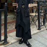 FOESCE Genderless Trendy Skirt Gothic Dark Style Loose Hakama Pants Wide Leg Pants 2025  Large Size Design Samurai Pants Men Clothing