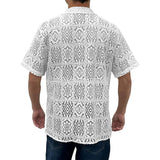 FOESCE Mens Mesh Hollow Perspective Lace Shirt 2025 Summer Sexy Breathable Casual Beach Vacation Personality Short-Sleeve Mens Tops