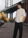 Spring Autumn New V-neck Waistcoat Men Casual Comfortable Sleeveless Lamb Wool Cardigan Fashion Street Solid Pocket Button Vest