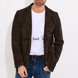 FOESCE Men's Suede Jacket Men's Dress Jackets for Suit Elegant Clothes Man New in Coats and Jackets Mens Suits Luxury Man Coat Blazers
