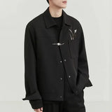 Mens Jackets Embroidered Metal Button Decoration Jacket Autumn Chinese Streetwear Casual Elegant Versatile Coat Men'S Clothing
