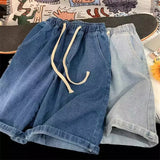 FOESCE 2025 New Summer Shorts Jeans Men Denim Pants Stretch Dark Blue Fashion Design Men's Jeans Slim Straight Male Short Jeans Hombre