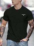 FOESCE Seagull Men Cotton T-shirt Luxury Brand Fashion Big Size Top Casual Short Sleeve Streetwear Classic New Arrival Tee S-4XL