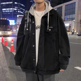 Trendy Hooded Denim Jacket For Men Loose Fit Casual Clothing Spring Autumn Season National Style Bf Wind Breakfast Jacket