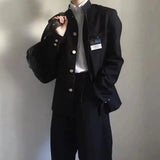 FOESCE Japanese College Uniform Jacket Stand-up Collar Suit Jacket Top Men's Spring Summer College Wind Trend Men Coat School Uniform