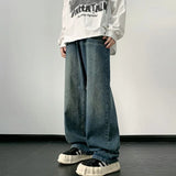 FOESCE Jeans men Wide Leg Jeans Male Loose Straight Denim Pants 2025 Autumn Harajuku Vintage Blue Jean Trouser Streetwear Clothes