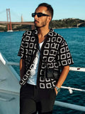 Oversized Button Through Crochet Knit Shirt For Male Fashion Lapel Short Sleeve Beach Knitted T Shirts Summer Chic Vacation Tops
