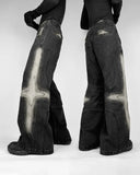 Foesce Street Vintage New Fashion Washed Old Black Baggy Jeans Men Y2K Harajuku Hip Hop Pop Gothic Leisure High Waist Wide Leg Trousers