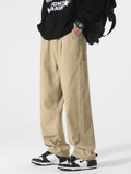 Foesce 2024 New Summer Men's Pants Korean Fashion Wide Leg Slacks Breathable Cotton Straight Cargo Pants Men Casual Loose Trousers