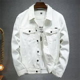 FOESCE Blue Denim Jacket Men's Single-breasted Lapel Denim Jackets Black Gray Fashion Casual Coat Spring and Autumn Male Cotton Overcoa
