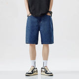 FOESCE 2025 New Summer Shorts Jeans Men Denim Pants Stretch Dark Blue Fashion Design Men's Jeans Slim Straight Male Short Jeans Hombre