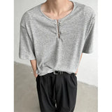 FOESCE New Chinese Style Men's Short Sleeve T-Shirt Shoulder Pads High-End Sensation Summer Casual Crew Neck Top Quality Design