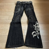 FOESCE Harajuku Loose Embroidered Women Jeans New High Waist with Rock Punk Style Y2K Micro La Retro Wide Leg Pants