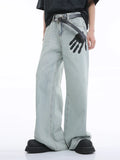 FOESCE 2025 Same VoguoRay Design Hip-hop Palm Print Jeans loose Straight Leg Foor Pepe Pants For Men Streetwear Mens Hiphop Pantalon