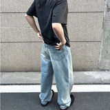 FOESCE High Street Washed Blue Wide Leg Baggy Jeans for Men and Women Straight Ropa Hombre Y2k Denim Pants Oversized Loose Trousers