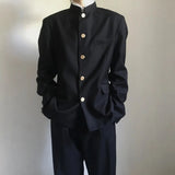 FOESCE Japanese College Uniform Jacket Stand-up Collar Suit Jacket Top Men's Spring Summer College Wind Trend Men Coat School Uniform