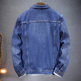 FOESCE Blue Denim Jacket Men's Single-breasted Lapel Denim Jackets Black Gray Fashion Casual Coat Spring and Autumn Male Cotton Overcoa