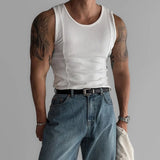 FOESCE Mens Shaping Stretch Knit Vest Genderless 2025 New Fitness Sports Tight Breathable Sweat-Absorbent Solid Color Tank Top Unisex