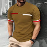 FOESCE Fashion Summer 3D Stripe Letter Print Men's T Shirt Hip Hop Trend Harajuku Streetwear Casual O-neck Oversized T-shirts Men Tops