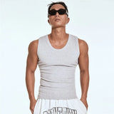 FOESCE Men's vest solid color Breathable quick drying elastic sports vest men sleeveless undershirt fitness training running tank top