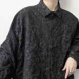 FOESCE Shirts Men Floral Japanese Style Fashion Loose Pleated Long Sleeve Vibe All-match High Street Youthful Cool Designed Vintage