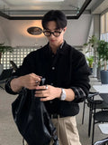 FOESCE Trendy Casual Knitted Sweater Korean Sle Turn-down Collar Open Cardigan Dongdaemun Men's Autumn Long Sve  Color