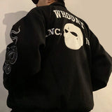 FOESCE 2025 Trendy Korean Mens Jacket Fashion Casual Large Size Hiphop Punk Mask Graffiti Autumn Winter American High Street Men Jacket