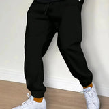 FOESCE Mens Casual Pants Autumn Winter Fleece Sweatpants Men Running Jogger Sports Gym Trousers Fashion Solid Color Workout Long Pants