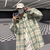 FOESCE Loose Long Sve Plaid irt Men's Casual Sle Spring Autumn Harajuku Faion Couple Outerwear Comfortable Breathable