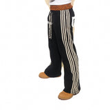 High Street Hip Hop Straight Trousers Men Women Y2k Harajuku Retro Striped Print Pants Oversized American Knitted Casual Pants