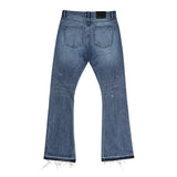 FOESCE High Street Washed Ink Splashed Baggy Boot Cut Men's and Women's Straight Casual Flare Pants Loose Jeans Oversize Denim Trousers
