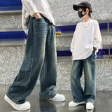 FOESCE Teenage Baby Boys Clothes Jeans Spring Autumn Kids Casual Jeans for Big Boy Child Fashion Vintage Trousers Cotton Sweatpants
