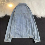 Spring Autumn Denim Jacket Men's Trendy Hong Kong Style Loose Fit Top Korean Version Trendy Vintage Work Clothing
