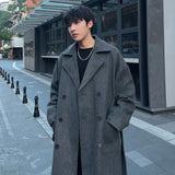 FOESCE Long Coats for Men Woolen Jackets 2025 Winter Thicken Coat Trench Coats Korean Vintage Loose Heavy Jackets Men Leisure Overcoat