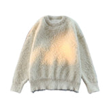 FOESCE 2025 High-End Pure Mink Cashmere Men's Sweater O-Neck Pullover Knitted Sweater Winter New Fashion Long Sleeve Knitwear E64