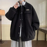 All Match Versatile Spring Autumn Fashion Men's Solid Casual Shirt Loose Pockets Letters Jacket Coat Cool Boy Soft Solid Warm