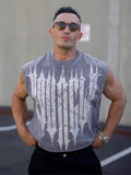 Men's Printed Solid Sleeveless Sports Vests Breathable Loose Fashion Outdoor Fitness Tops 2024 Summer Male Gyms Running Tanks