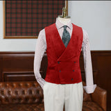 FOESCE Double Breasted Gilet Men Suede Steampunk Shawl Collar Vest Male Customizable Men's Vests Slim Male Suit Luxury Men's Suits