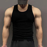 FOESCE Fitness Threaded Vest For Men Summer New Tight-Fitting Elastic Quick-Drying Breathable Sports Sleeveless Striped Vest For Men