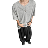 FOESCE New Chinese Style Men's Short Sleeve T-Shirt Shoulder Pads High-End Sensation Summer Casual Crew Neck Top Quality Design