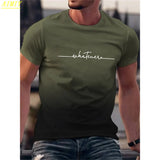 FOESCE Fashion Summer 3D Stripe Letter Print Men's T Shirt Hip Hop Trend Harajuku Streetwear Casual O-neck Oversized T-shirts Men Tops