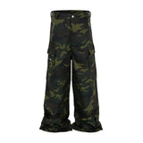 FOESCE Color Match Multi-pockets Camouflage Cargo Pants for Men and Women Streetwear Patchwork Baggy Overalls Wide Leg Loose Trousers