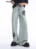 FOESCE 2025 Same VoguoRay Design Hip-hop Palm Print Jeans loose Straight Leg Foor Pepe Pants For Men Streetwear Mens Hiphop Pantalon