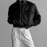 FOESCE Mens Pu Leather Jacket Short Motorcycle Jacket Street Wear Fashion Youth Biker Pilot Jacket Old Money Men'S Clothing 2025 New
