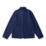 Vintage French Indigo Cargo Jacket Men Autumn Winter New Lapel Multi-pocket Blue Dyed Tooling Jacket Retro Casual Cardigan Coat