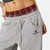 FOESCE American Retro College Style Loose Fit Two-Piece Set with Double Waist Head Fake Bathroom Pants for Sports Leisure 2025 Fashion