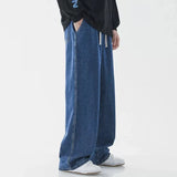FOESCE Men's Casual Loose Fit Jeans Elastic Waist Outdoor Workwear Spring Autumn Straight Leg Long Pants Comfortable Loose Trousers