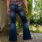FOESCE 2025 Men Flared Jeans Bootcut Leg Pants Distressed Patchwork Jeans New Designer Punk Style Bell Bottom Denim Trousers