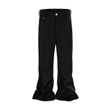 FOESCE High Street Black Boot Cut Mens and Women Wide Leg Baggy Flare Pants Oversized Ropa Hombre Casual Loose Black Trousers